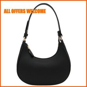 Small Crescent Shoulder Bag Underarm Purse PU Leather Lightweight